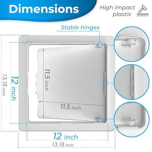 Access Panel for Drywall - 12x12 inch - Wall Hole Cover - Access Door - Plumbing Access Panel for Drywall - Heavy Durable Plastic White
