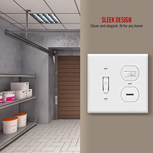 ENERLITES White 2-Gang Combination Toggle Switch & Duplex Receptacle Wall Plate - Standard Size, 1 Pack