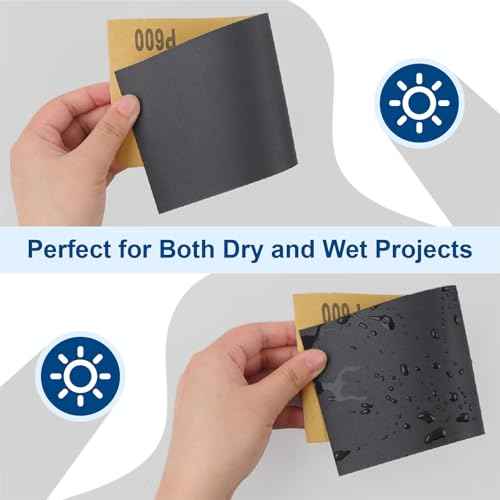 Sandpaper 3000 Grit Sandpaper Sheets,9x3.6 Inch/Wet Dry Sandpaper for Wood Furniture Refinishing, Metal Sanding and Automotive Polishing