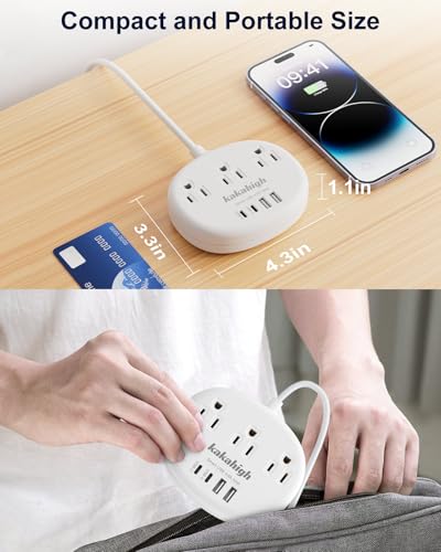 Kakahigh European Travel Plug Adapter with Extension Cord & USB Ports - Model 771-EU