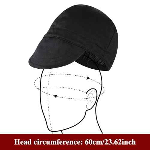 Reversible Welding Cap for Men, Washable Water Fireproof Fire Retardant Cotton Cloth Welding-Hat, Protective Welders Cap for Safety and Head Protection While Welding to Men Women(Black)