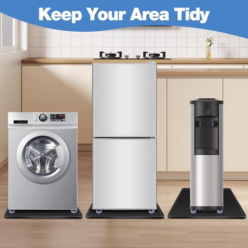 ToLanbbt 20x20x0.6" Mini Fridge Mat with 4 base raisers, Black - Drip Tray & Floor Protector