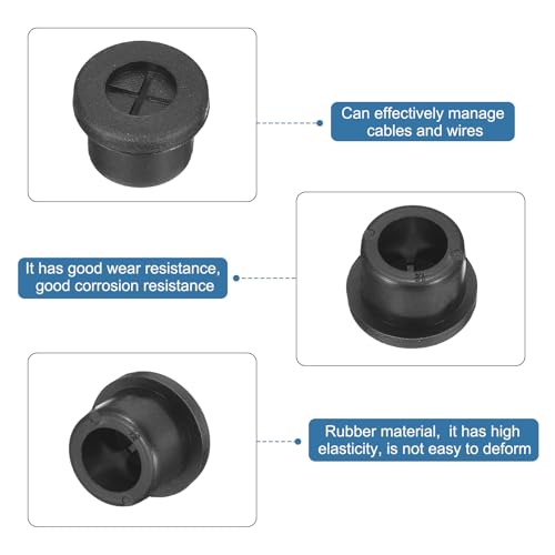 uxcell 8 Pcs 1/2 Inch (12mm) Rubber Cable Grommets Desk Wire Hole Covers
