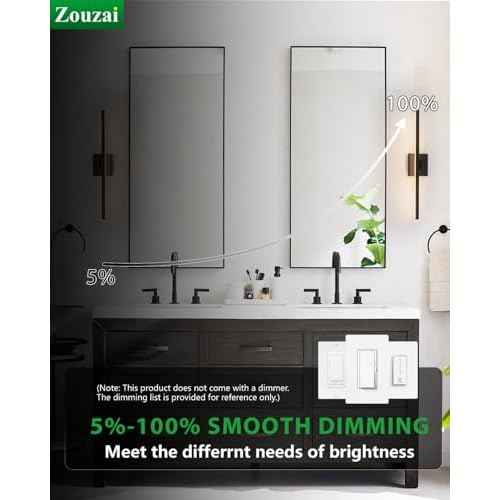 zouzai Second Generation Modern LED Bathroom Vanity Light Bar Black IP44 Over Mirror Bath Wall Fixture 5CCT Adjustable, Dual-Sided, 180¡Æ Adjustable Angle (24 inch)