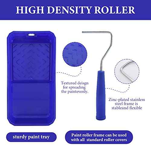 Paint Roller Kit, 9pcs Home Painting Supplies - Paint Brush, Paint Tray, Painting Tools, Roller and Paint Brushes, Durable Wall Painting Kit for Painting Walls, Cabinet, Touch up