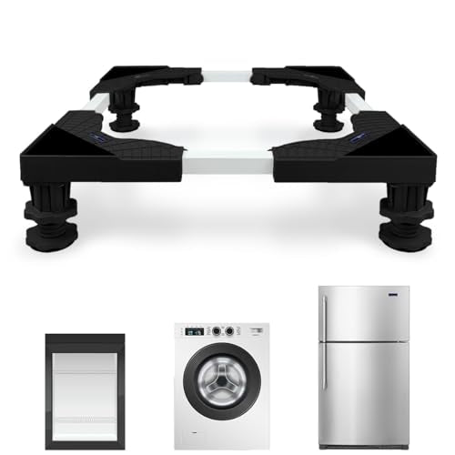 KUPAO Adjustable Mini Fridge Stand with 4 Feet, Black (4-Feet, 16-24 in) – Pedestal for Small Refrigerator, Portable Washer/Dryer