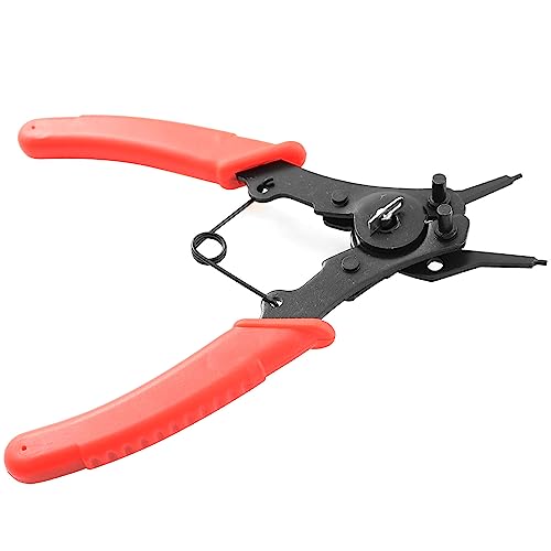 Snap Ring Pliers TAODAN 1Set 4 In 1 C Clips Removal Retaining Set for Automotive and Engine Repair, Interchangeable Jaw Head 45 90 and 180 Degree Angled Jaws, AC Compressor Clutch Holding Tool