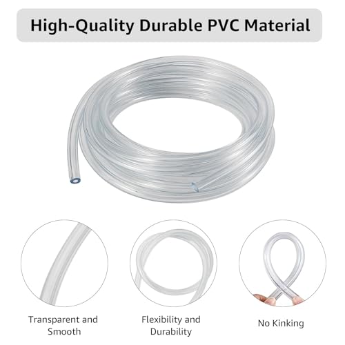 10ft Clear Beer Line Tubing 3/16 ID Keg Line - Food-Grade Beer Hose with Clamps