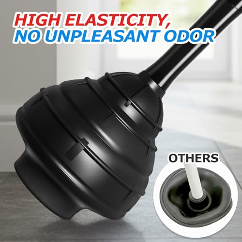 FORASTO Black Toilet Plunger with Holder - Heavy Duty Clog Remover