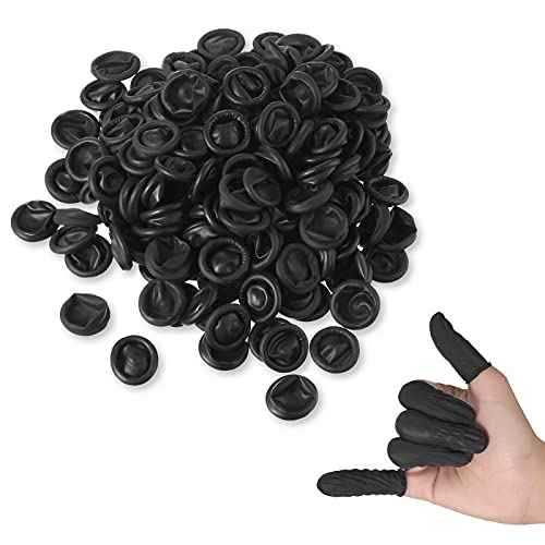 400 Pcs Disposable Latex Finger Cots Protective Fingertips Gloves Black Finger Sleeves Protectors for Industrial, Beauty and More, 2.4 x 0.8 Inch