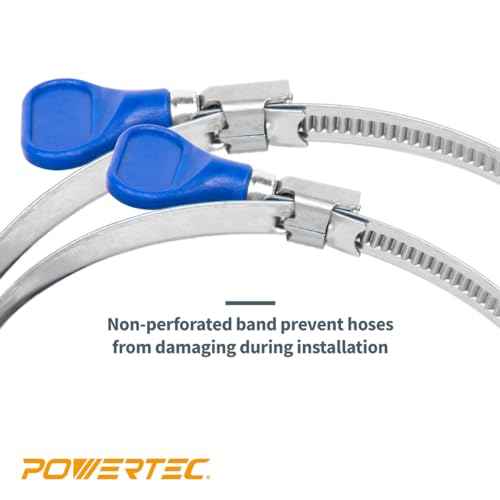 POWERTEC 70224 2-1/2 Inch Left Hand Keyed Bridge Hose Clamp, Thumb Screw Key Adjustable Stainless Steel Hose Clamps for Dust Collection, Dust Collector and Dryer Vent Hose, 5 pack