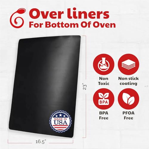 Cooks Innovations Made in USA Non-Stick Oven Liner 16.5" x 23" (Black) BPA-Free