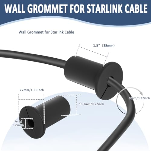 Ketofa 2-Pack 3/4 Inch Waterproof Silicone Starlink Cable Grommets - Black