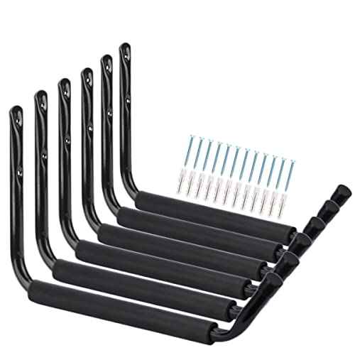 Heavy Duty 13 Inches Jumbo Arm Indoor Outdoor Storage Wall Hooks, Garage and Garden Steel Organizer Rack, 6 Pack Garage Storage Hooks
