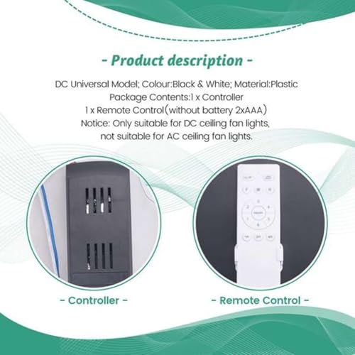24V DC Ceiling Fan Remote Control Kit - 6-Speed & Timer - Universal Replacement for Low Voltage Fans