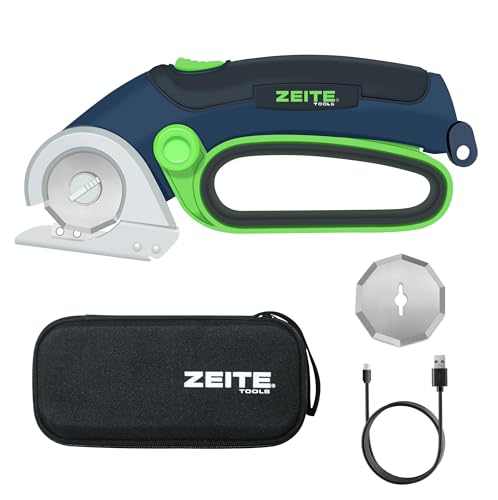 Zeite Blue Cordless Electric Scissors with 2 Blades, USB Charging, Safe & Lightweight
