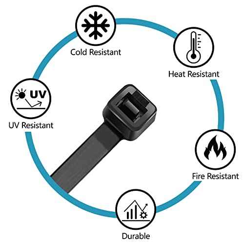 Zip Ties Assorted Sizes(4¡±+6¡±+8¡±+12¡±), 400 Pack, Black Cable Ties, UV Resistant Wire Ties by ANOSON