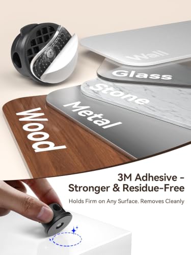 NEWDERY Magnetic Cable Clips 6-Pack Black - Cord Organizer for Nightstand & Desk