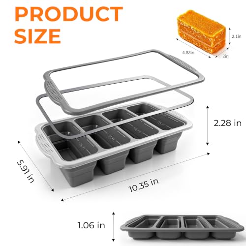 FINENUT 2-Pack Collapsible 1-Cup Silicone Freezer Tray Molds with Lids