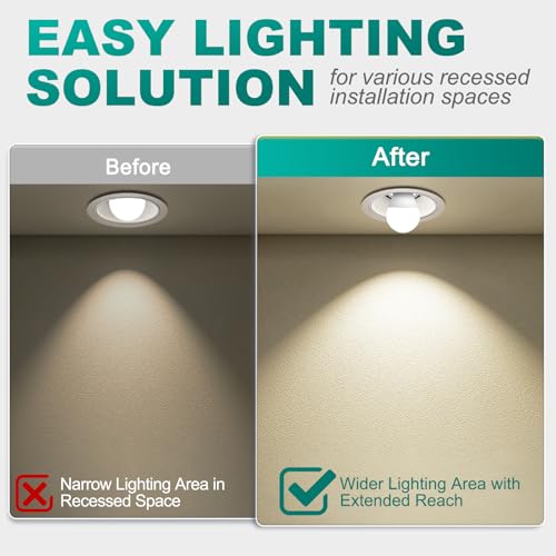 DiCUNO 2-Pack Light Socket Extender 4.5 Inch, 350° Adjustable E26 Bulb Socket