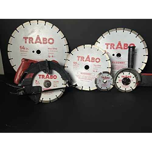 Trabo 4.5 Inch Masonry Segmented Rim Diamond Bond Blade for Cutting Cement, Pavers, Concrete with Rebar, Natural Stone and More, with 7/8 Inch Arbor with 5/8 Inch Reducer Ring