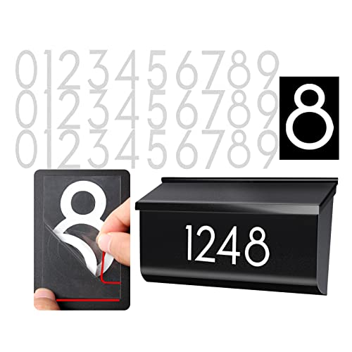 Olaine 2 Inch Reflective White Mailbox Numbers Stickers - Easy Self-Adhesive House Address Labels, 30 Pcs
