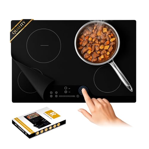 Cook's Aid Semi-Transparent Induction Stove Protector Mat 20.4 x 30.7 in – Platinized Silicone Fiberglass, Non-Slip & Scratch Guard