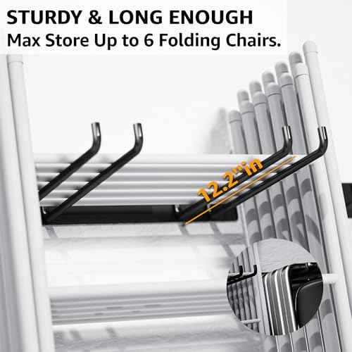 YYR Folding Chair Storage Rack, Garden Tool & Foldable Chairs Organizer Hangers for Garage Organization, Lawn, Beach, Camping, Yard Chairs Hooks Wall Mount, Soild Metal Max Load 240 LBS - 2 Pack