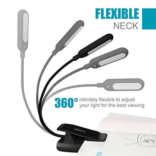 VAVOFO Rechargeable Book Light with 7 LEDs, 9 Color Temperatures & Brightness Levels - Black