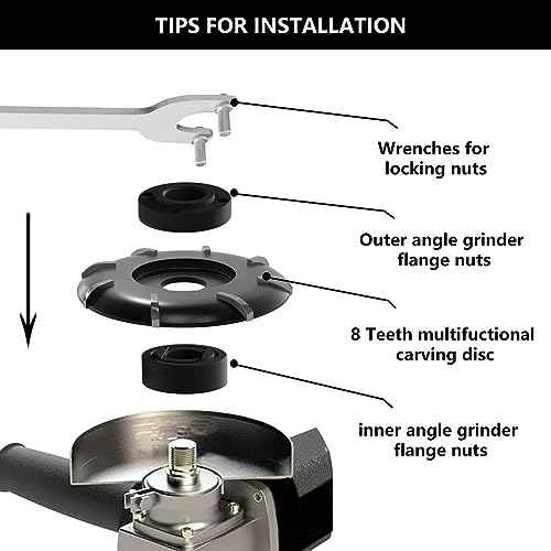 CSOOM Upgraded 3-9/16¡± (90mm) 8-Teeth Wood Turbo Carving Disc Set, for Polishing and Grinding, Wood Grinding Wheel £¬with a Extra Spanner and Two Spacers, Universal for Most Angle Grinders