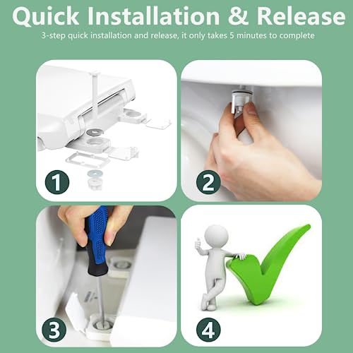 Aünsffer White 16.5 Inch Round Toilet Seat Soft Close Slow Close No Slam Easy Install