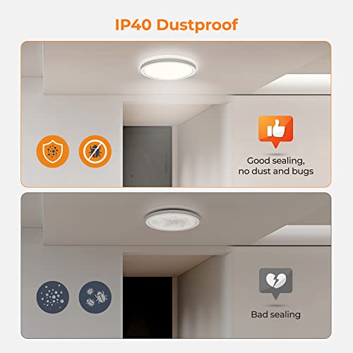 BLNAN White 9-Inch LED Flush Mount Ceiling Light - 18W, 3000K/4000K/5000K, Ultra Thin, Non-Dimmable, Pack of 1