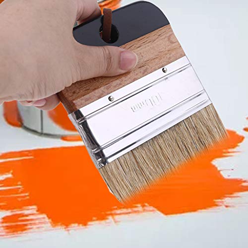 Wide Flat Chalk & Wax Finishing Brush Wood Handle Natural Bristle Brush For Hobby Paint Faux & Wax Finishing Stenciling Painting Brush Set Acrylic