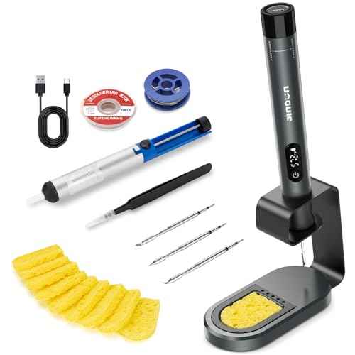 Cordless Soldering Iron Kit, 12S Fast Heat Soldering Iron, Variable Temp 392¢µ-842¢µ£¨200¡É- 450¡É), 3 Protections & Memory Function, Includes 3 Tips for Electronics/Jewelry Precision Repair