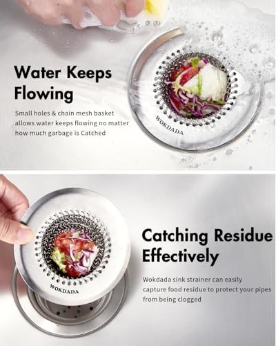 Wokdada Reversible Stainless Steel Kitchen Sink Drain Strainer - Silver