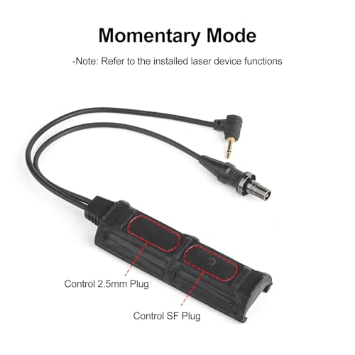 NOBUHIRO Dual Remote Pressure Switch, Tactical Light Switch with SF / 2.5mm Plug, Compatible with M300 M600 DBAL-A2 PEQ15 Series Tactical Weapon Scout Lights, Suitable for 20mm Picatinny Rail