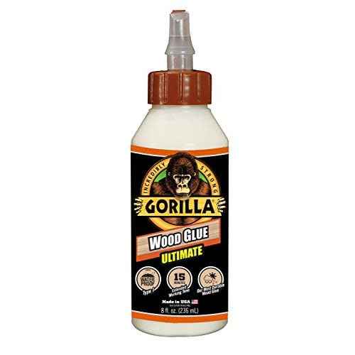 Gorilla Ultimate Waterproof Wood Glue, Natural Wood Color, 8 Ounce (Pack of 1) - Waterproof for Indoor or Outdoor Projects and Repairs