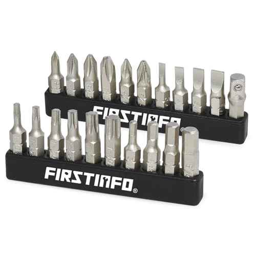 FIRSTINFO H5199A Screwdriver Bit Set | S2 Alloy Steel | 1/4" Hex Head 25mm Long, 21 Pieces with Phillips, Hex, Star, Flat