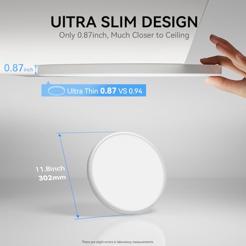 WKONCLDY 6 Pack 12-Inch White LED Flush Mount Ceiling Lights 3200lm, Daylight 5000K, Slim Design for Bedroom, Living Room, Garage