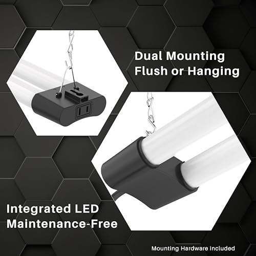 Quarterback 4FT 40W LED Shop Light with Inline Switch - Daylight White 5000K, Surface or Suspension Mount, Model 1