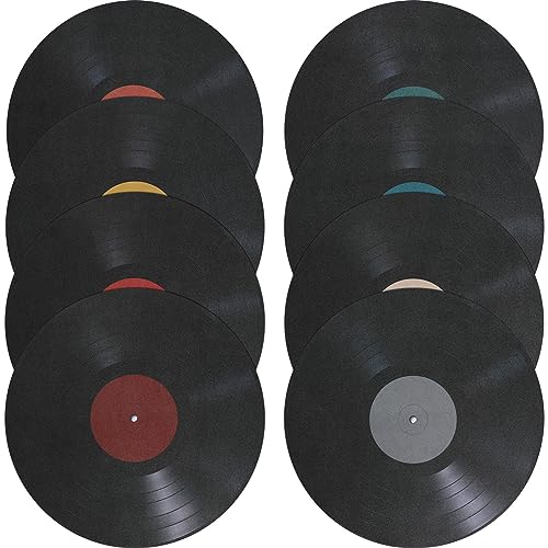 VOSAREA 8pcs Vinyl Record Wall Stickers Vintage Fake Record Wall Decals Decorative Vinyl Record Wall Ornaments for Music Party Room Home Cafe Bar Decor