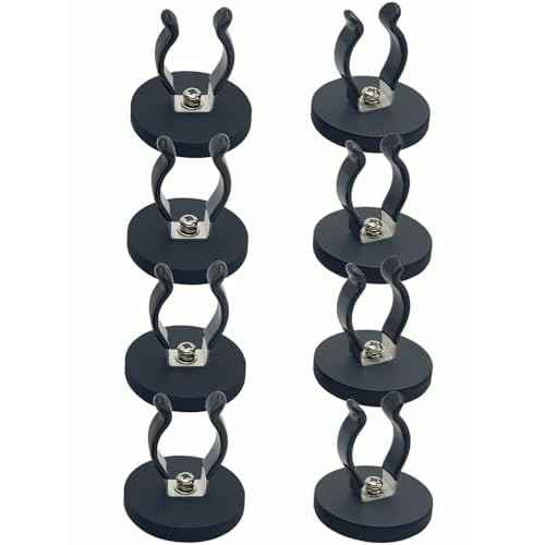 Universal Magnetic Garage Hook, Universal Storage Magnet Utility Tool Holder Anti-Slip Spring Clamp for 0.86-1 in Tools for Garden;Shed;Kitchen;Basement;Garage;RV;Workshop -8 PCS Black