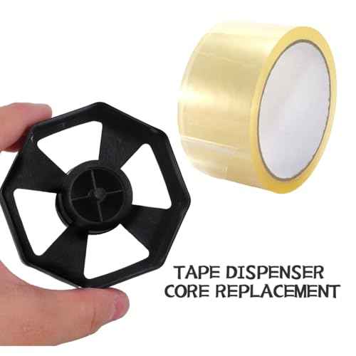 Housoutil Tape Dispenser Core, 3 Sets Replacement Tape Dispenser Wheel, Replacement Core and Wheel, Black Organizer Roll Insert for Home Shop Office School