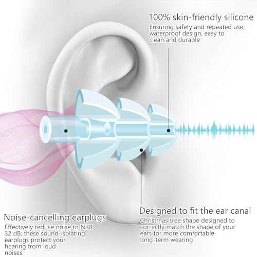 Misdary Earplug Earrings with Case Soft Silicone Earplugs Hanger for Concert, Music Festival, DJs, Nightclub, Traveling, Drummers, and Other Loud Events Statement, Black