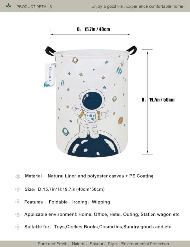 Round Collapsible Astronaut Space Laundry Hamper for Teens and Adults - Star Astronaut