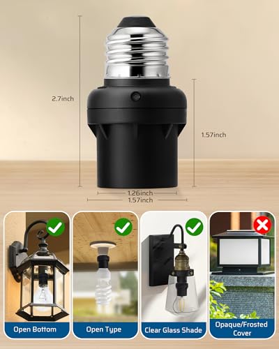 Dewenwils 2 Pack Black Light Sensor Socket, Dusk to Dawn Outdoor Light