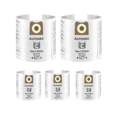 For Ridgid Shop Vac bags 3-4.5 Gallon, ALYYDBG Size C VF3501 High-Efficiency Dust Collection Vac Bags. 5 Pack