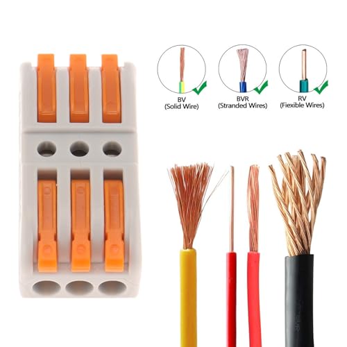 DIANN 10pcs SPL-3 Lever Wire Connectors - Inline Electrical Splices 3-Circuit