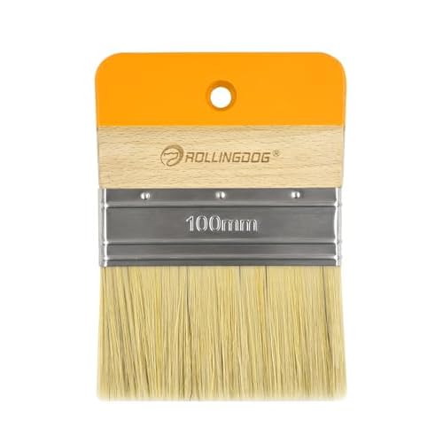 ROLLINGDOG 4" Flat Paddle Paint Brush - Decorative Brush for Walls Texture Paint and Artist Painting