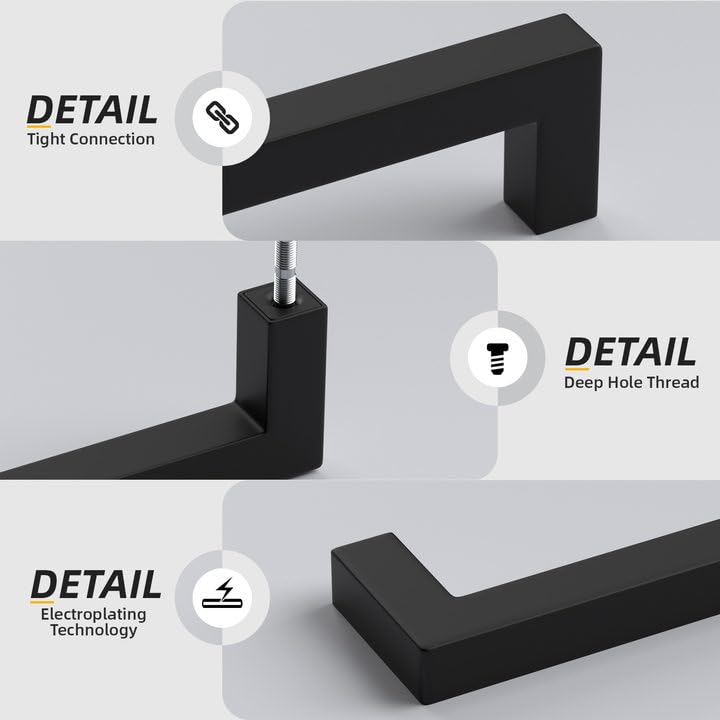 Goldenwarm 10 Pack 5 Inch Matte Black Cabinet Handles Kitchen Drawer Pulls - Hole Centers 128mm